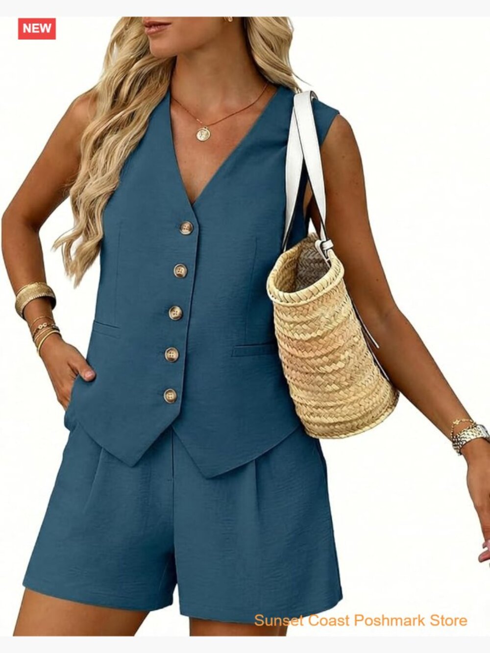 Women 2 Piece Pantsuit Vest Short Set Business Casual Travel Outfit